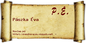 Pászka Éva névjegykártya